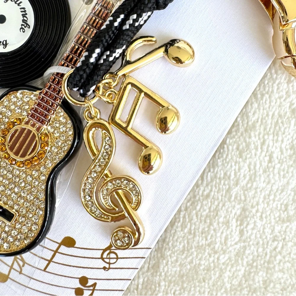 Piper K “You Make My Heart Sing” Guitar, Vinyl, & Music Notes Keychain/Bag Charm